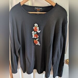 Black Halloween Ghost and Pumpkin Sweatshirt